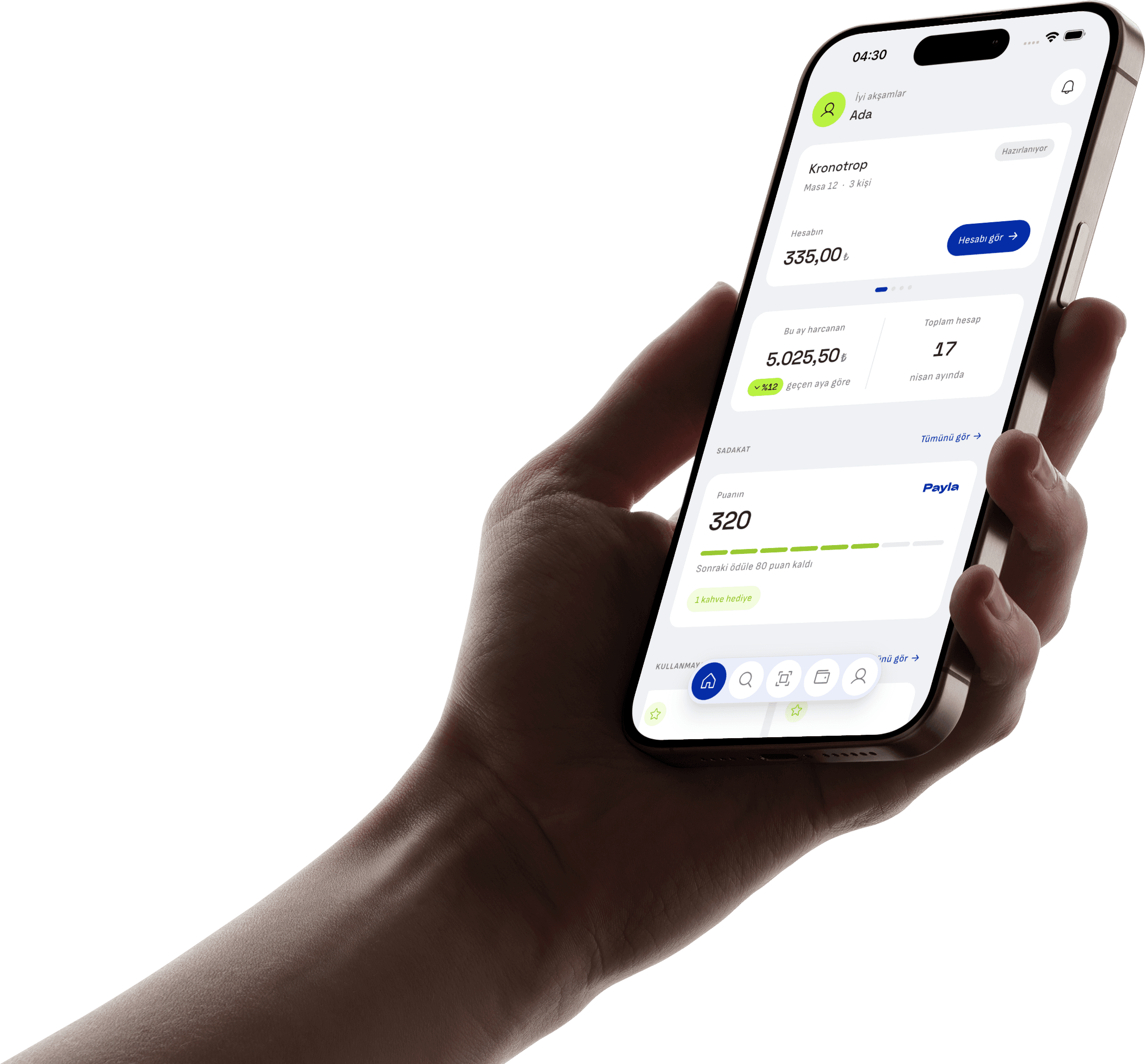 Payla app on an iPhone held in hand